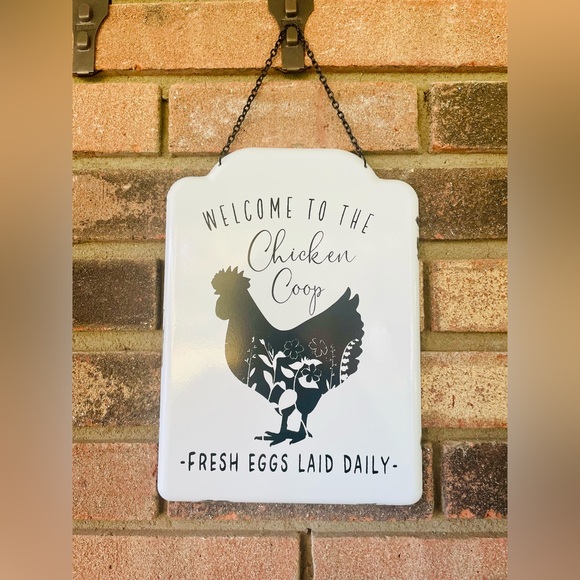 *Welcome to the Chicken Coop Metal Hanging Sign - Picture 3 of 12